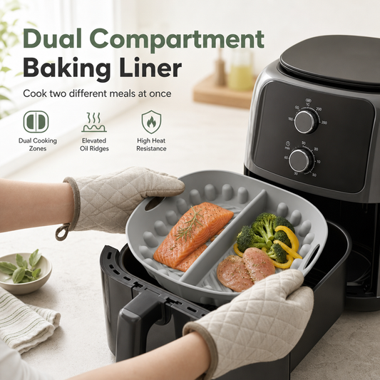 🌟 Forro de Silicone Reutilizável com Divisória para Air Fryer