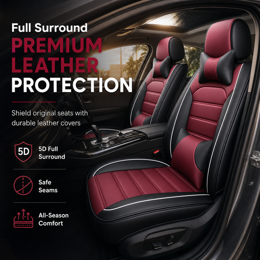 🚗 Capas em Pele com Cobertura Total para Bancos de Carro – Proteção para Todas as Estações e Design Elegante com Faixas ✨