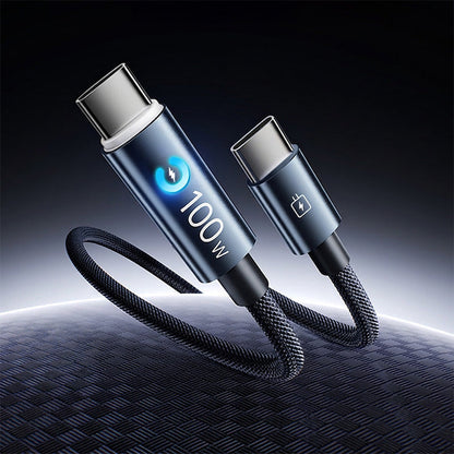 ✨Carregue qualquer dispositivo instantaneamente! Cabo entrançado de 100 W com proteção contra sobrecarga.