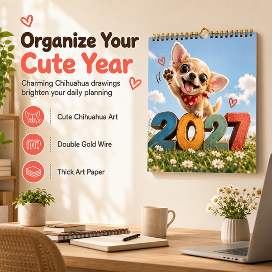 🐶 Calendário de Parede de 12 Meses – Chihuahua