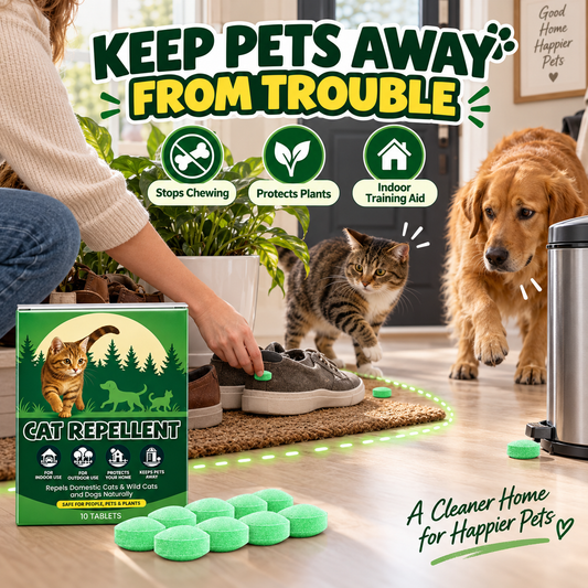 🌿🐱 Comprimidos Repelentes de Gatos com Extratos Vegetais – Fórmula Suave, Mantém os Gatos Afastados Naturalmente