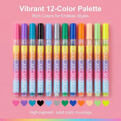 🔥Conjunto de Canetas Marcadoras para Nail Art (12 Cores)