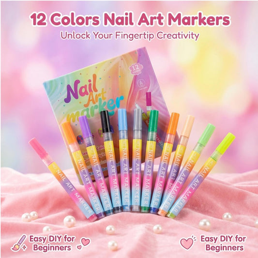 🔥Conjunto de Canetas Marcadoras para Nail Art (12 Cores)