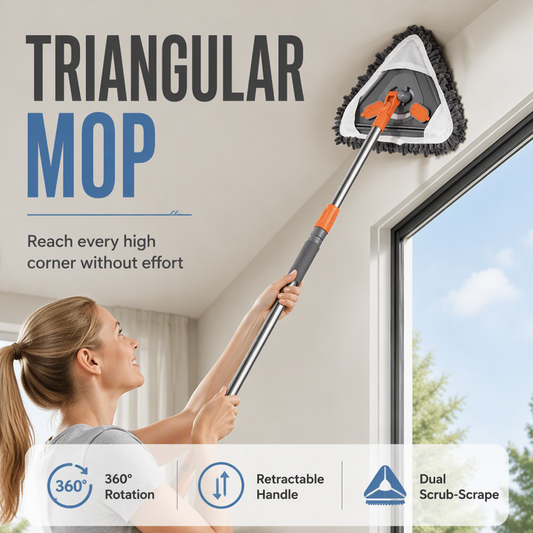 🖐️Mop de Limpeza Triangular com Cabo Extensível