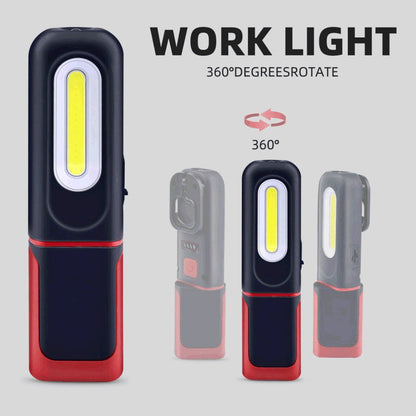 🔦 Luminária de trabalho LED COB recarregável – Base magnética e rotação de 360°