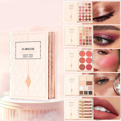 💄50% DESCONTO JÁ!🥳🥳 Paleta de Maquilhagem em Formato de Livro – Kit Completo com Sombras, Blush, Contorno e Iluminador; paleta portátil e dobrável, ideal para maquilhagem do dia a dia ou para festas.