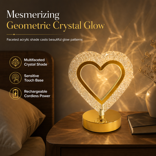 📢📢 50% de desconto!! ⏰ Candeeiro de noite em cristal com design geométrico Careluxpro: controlo por toque, 3 cores, recarregável via USB, iluminação para quarto