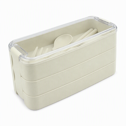 Marmita Bento de 3 Camadas com Conjunto de Talheres
