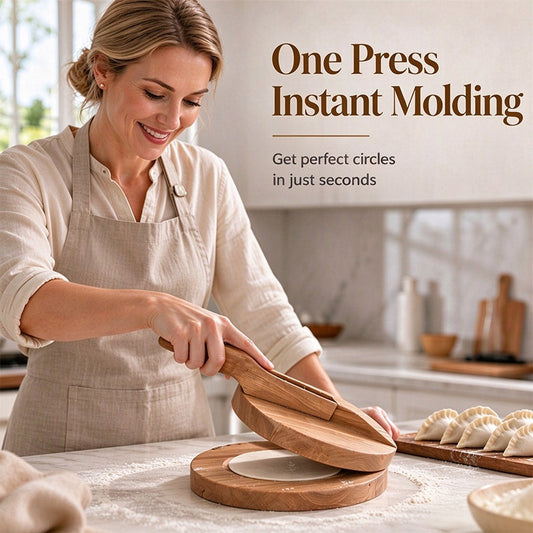 ✨Prepare bolinhos perfeitos num instante! Utensílio de madeira para prensar massa