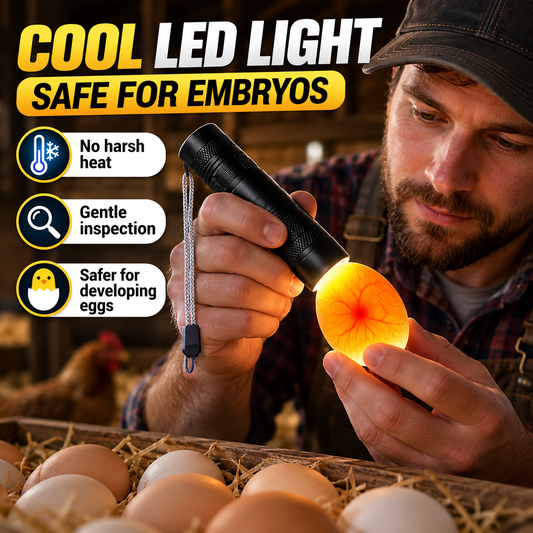 ✨Ovoscópio LED Recarregável para Ovos de Galinha e Codorniz