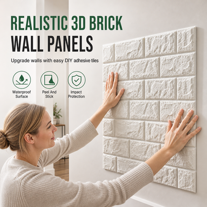 🍃🏆 Preço especial só hoje: 50% de desconto! ⏰ Transforme as suas paredes instantaneamente! Painéis 3D autocolantes que imitam tijolos 🏡🧱