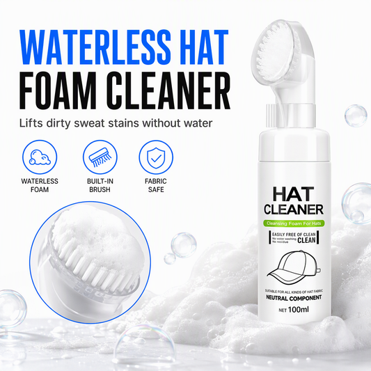 ✨Espuma de Limpeza para Bonés (Sem Enxaguamento) para Remoção de Suores e Nódoas