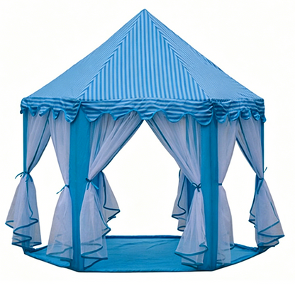 ✨Tenda infantil em forma de castelo hexagonal com cortinas de tela