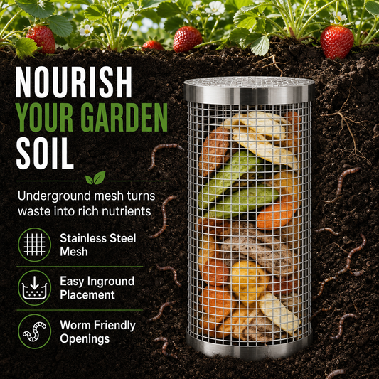 ✨Tubo de compostagem com minhocas em aço inoxidável para jardins