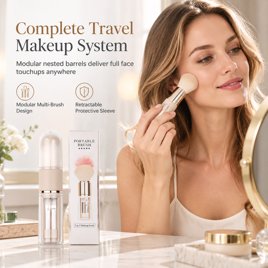 🖌️ÚLTIMO DIA DE PROMOÇÃO! 60% DESCONTO!!📢Conjunto de Pincéis de Maquilhagem Portátil Retrátil, Ferramenta Cosmética Multifunções para Viagem com Pincel para Pó, Blush e Lábios de Silicone