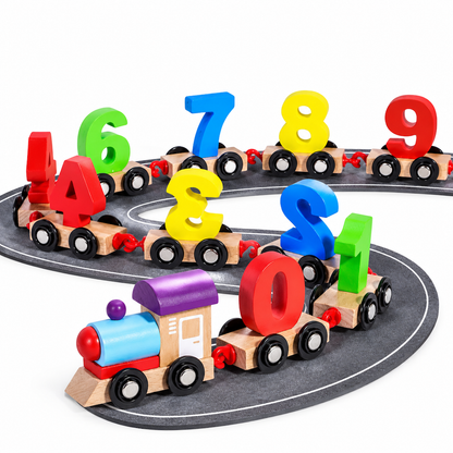 🚂 Comboio de Números em Madeira com Ímanes (Estilo Montessori) – Brinquedo Divertido para a Aprendizagem Inicial 🔢✨