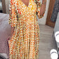 🔥Desconto sazonal de 50%🔥Vestido às flores com decote em V